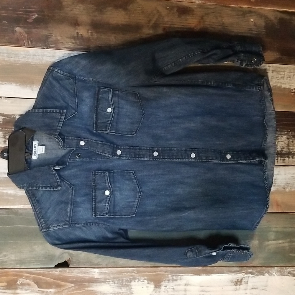 Boys Old Navy jean button shirt Sz L